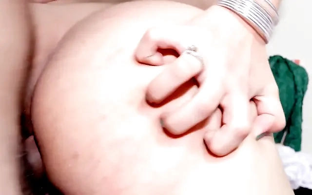 Hot busty babe got her juicy pussy filled with deep cum for Christmas.